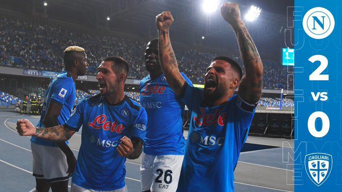  Victoria del Napoli 2-0 sobre el Cagliari y se colocan primeros de la Serie A.