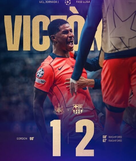  Debut triunfal del FC Barcelona en Champions con doblete de Marcus Rashford ante Newcastle.
